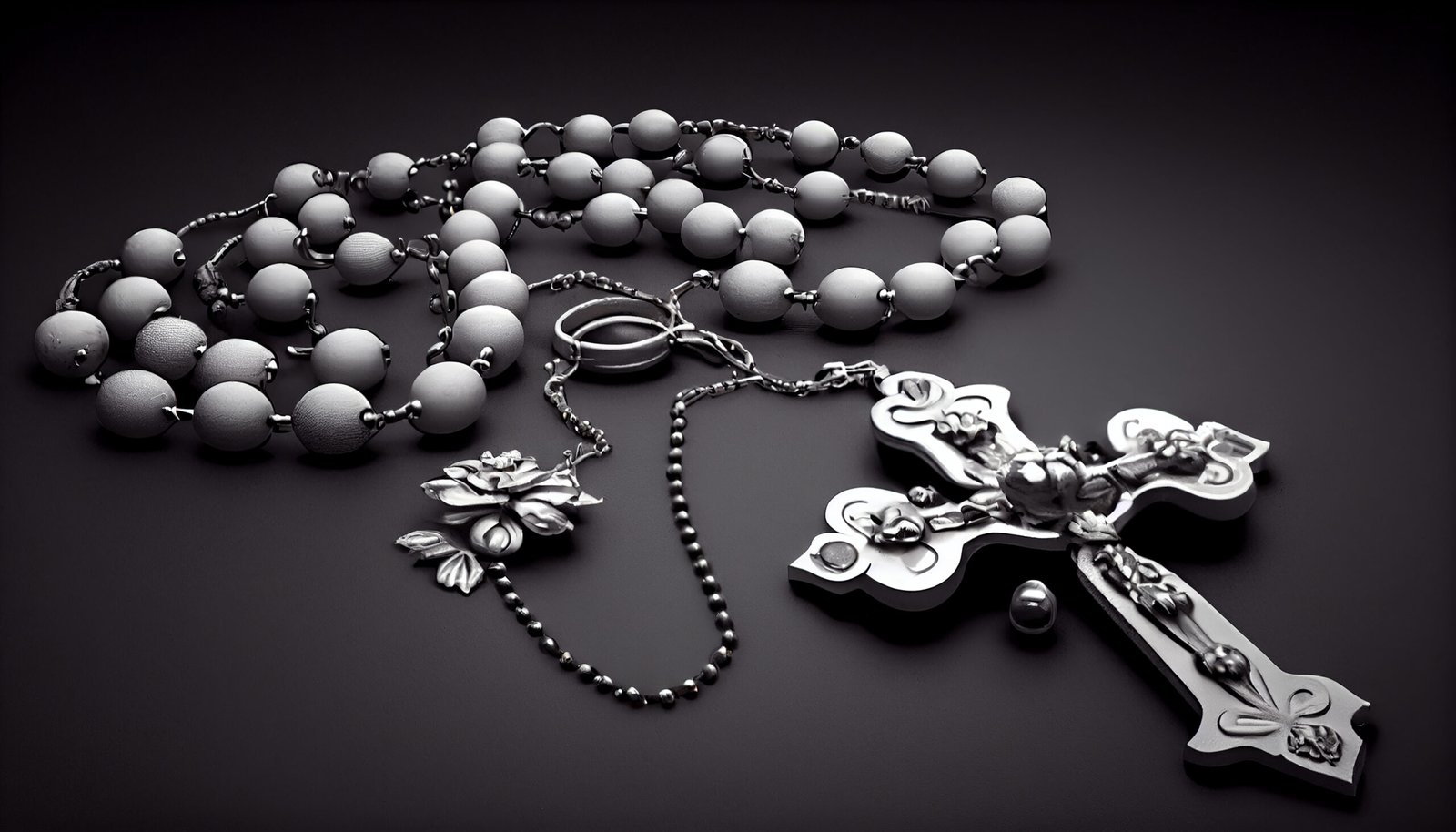 Christian symbol necklace in shiny silver gemstone decoration generated by artificial intelligence